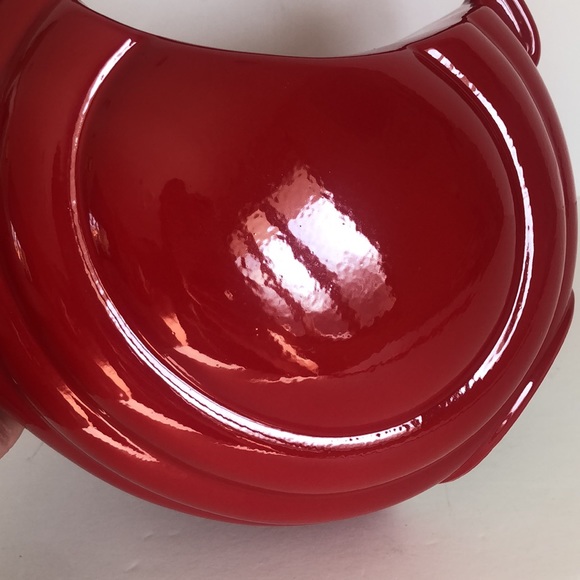 Vintage Hall Red Art Deco Streamline Disc Pitcher 1338 - Picture 4 of 9